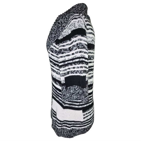White House Black Market XL Cowl Neck Striped Sweater Black White Knit Top - Picture 4 of 6